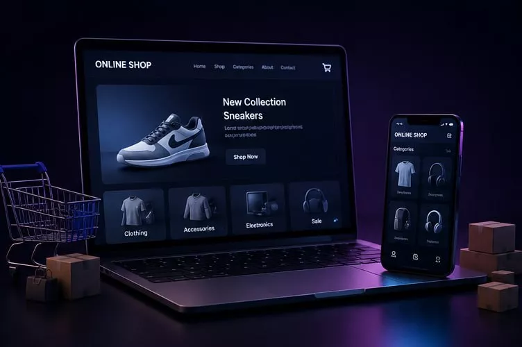 Moderner Online-Shop für Unternehmen mit responsivem Design, digitalem Verkaufssystem und professioneller E-Commerce-Lösung.